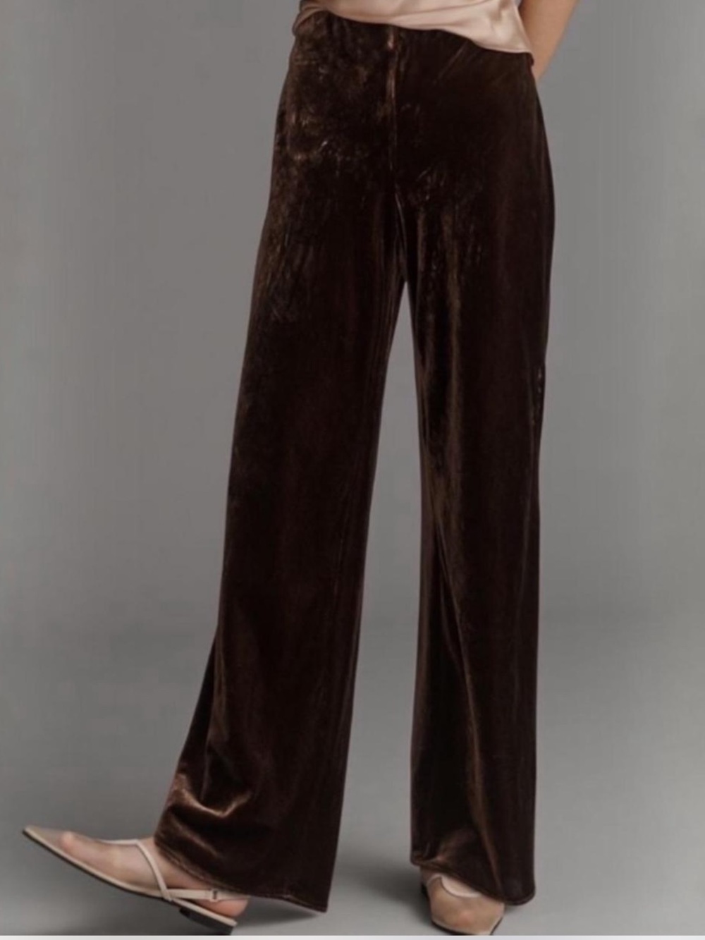Anthropologie Cocoa Brown Tilda Wide-Leg Velvet Pants